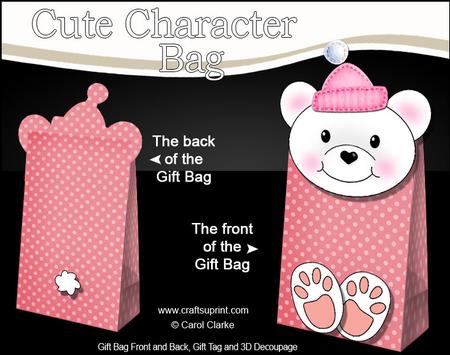 3D Teddy Tess Cute Xmas Character Gift Bag Mini Kit