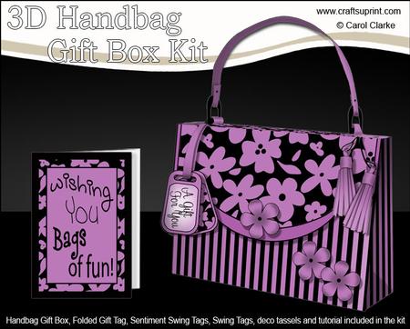3D Flowers & Stripes Handbag Treat or Favour Box Kit