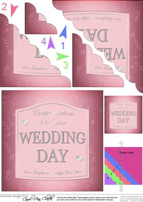 Wedding Day Pink Champers Label Scallop Corner Stacker
