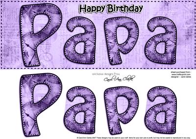 Large Dl Birthday Papa Clocks 3D Decoupage