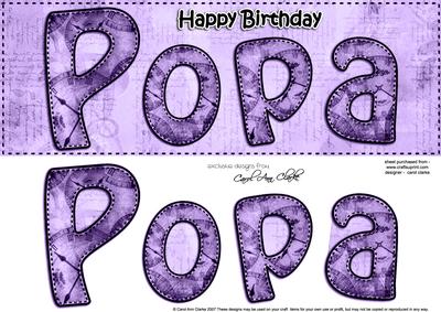 Large Dl Birthday Popa Clocks 3D Decoupage