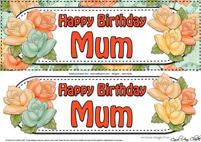 Large Dl Birthday Mum Roses Card & 3D Decoupage