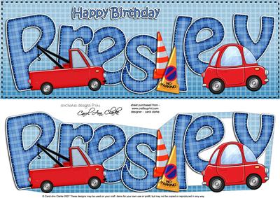 Large Dl Birthday Presley Cars Quick Card N 3D Decoupage