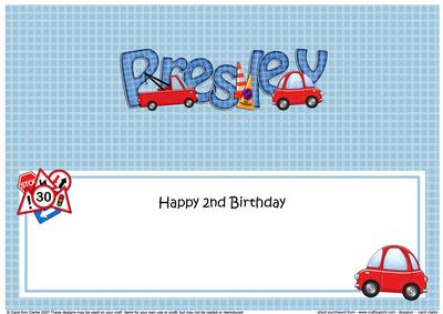 2nd Birthday Presley Cars Large Dl Matching Large Dl Insert