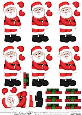 Xmas Santa & Presents 3D Decoupage Sheet