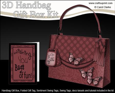 3D Elegant Butterflies Handbag Treat or Favour Box Kit