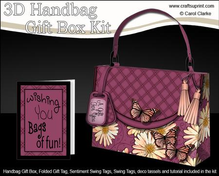 3D Butterflies & Flowers Handbag Treat or Favour Box Kit