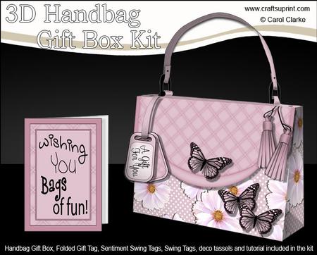 3D Butterflies & Flowers Handbag Treat or Favour Box Kit