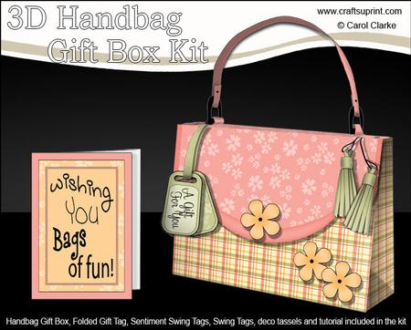 3D Pastel Gingham & Flowers Handbag Treat or Favour Box Kit