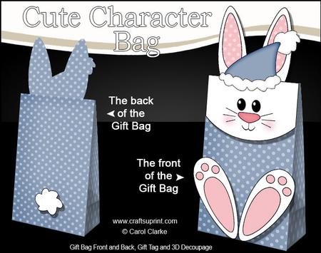 3D Little Bunny Cute Xmas Character Gift Bag Mini Kit