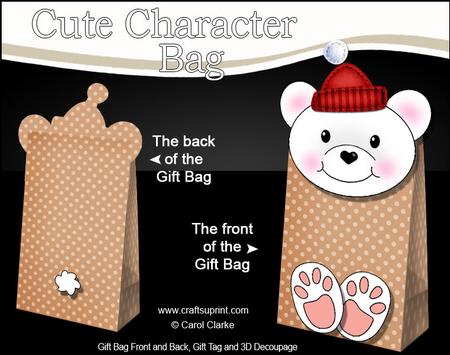 3D Little Teddy Cute Xmas Character Gift Bag Mini Kit