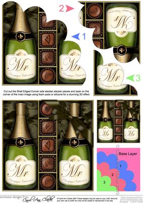Mr & Mrs Champers N Chocs Shell Edged Corner Side Stacker