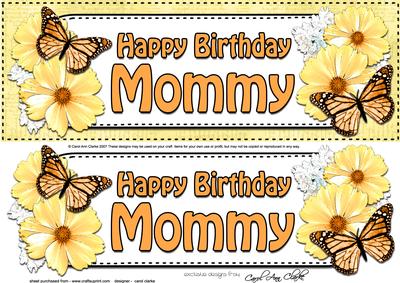 Large Dl Birthday Mommy Floral Butterflies 3D Decoupage