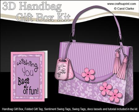 3D Pretty Pastel Handbag Treat or Favour Box Kit