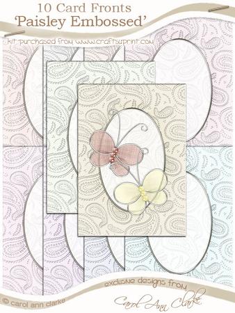 'paisley Embossed' Card Fronts Kit - Shades of White Colours