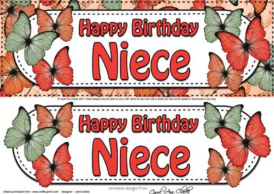 Large Dl Birthday Niece Butterflies 3D Decoupage