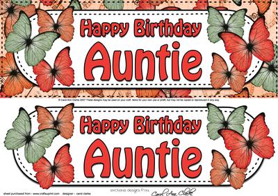 Large Dl Birthday Auntie Butterflies 3D Decoupage