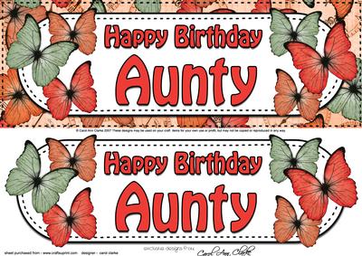 Large Dl Birthday Aunty Butterflies 3D Decoupage
