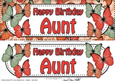 Large Dl Birthday Aunt Butterflies 3D Decoupage