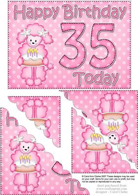 5x7 35th Birthday Bonbon Poodle Dog Scallop Corner