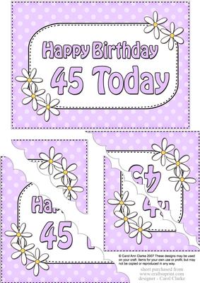 5x7 45th Birthday Daisies Scallop Corner