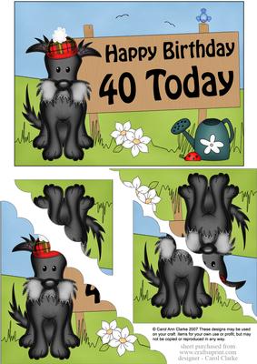 5x7 40th Birthday Hamish Scottie Dog Scallop Corner