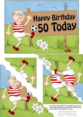 5x7 50th Birthday Football Bert Scallop Corner