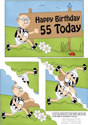 5x7 55th Birthday Rugby Bert Scallop Corner