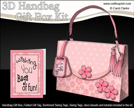 3D Pretty Pastel Flowers Handbag Treat or Favour Box Kit