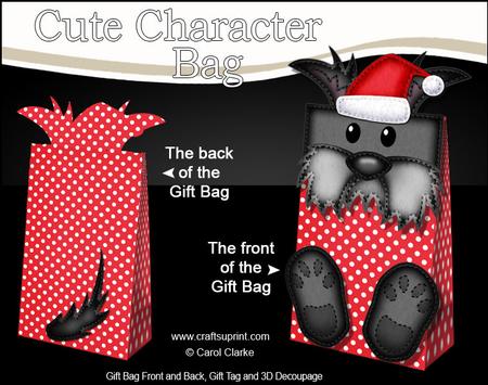 3D Scottie Dog Cute Xmas Character Gift Bag Mini Kit