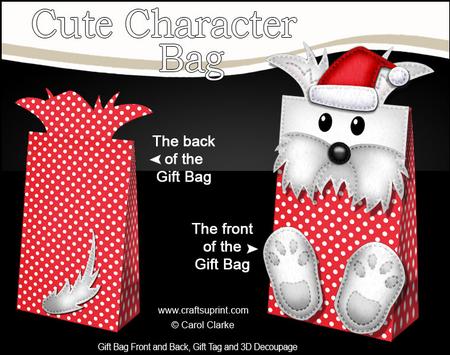 3D Westie Dog Cute Xmas Character Gift Bag Mini Kit