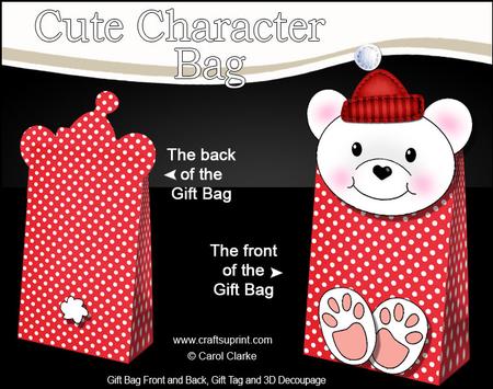 3D Little Teddy Cute Xmas Character Gift Bag Mini Kit