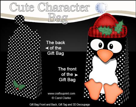 3D Penguin Cute Xmas Character Gift Bag Mini Kit