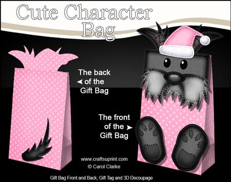 3D Maisie Scottie Dog Cute Xmas Character Gift Bag Mini Kit