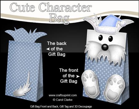 3D Jock Westie Dog Cute Xmas Character Gift Bag Mini Kit