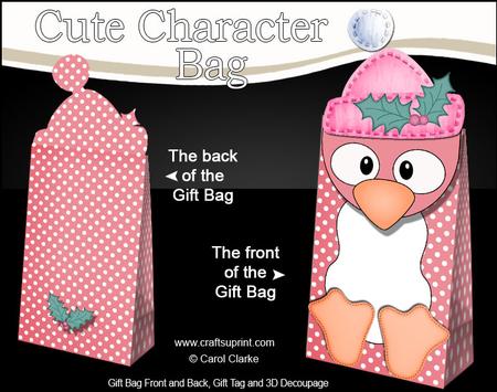 3D Penguin Cute Xmas Character Gift Bag Mini Kit