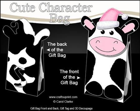 3D Milly Moo Cow Cute Xmas Character Gift Bag Mini Kit