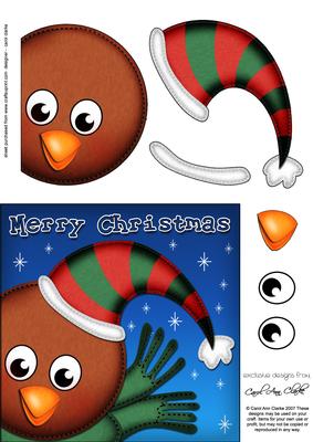 Xmas Robin 6x6 Fun Novelty Quick Card & 3D Decoupag