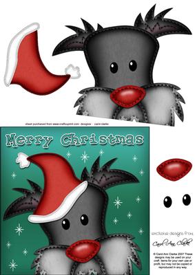 Xmas Scottie Dog 6x6 Fun Novelty Quick Card & 3D Decoupag