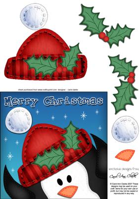 Xmas Penguin 6x6 Fun Novelty Quick Card & 3D Decoupag
