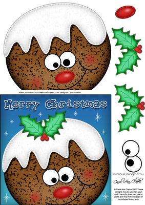 Xmas Pudding 6x6 Fun Novelty Quick Card & 3D Decoupag