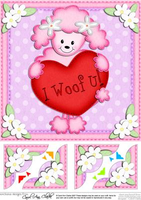 8 x 8 Bon Bon Poodle's Heart Scalloped Topper
