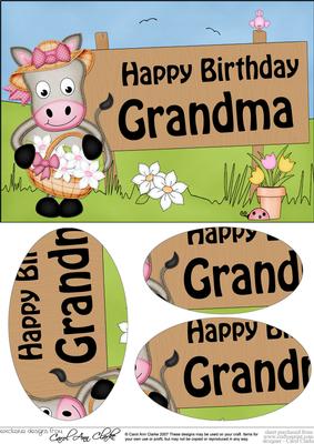A5 Gigi Horse Birthday Grandma Oval Pyramage Topper