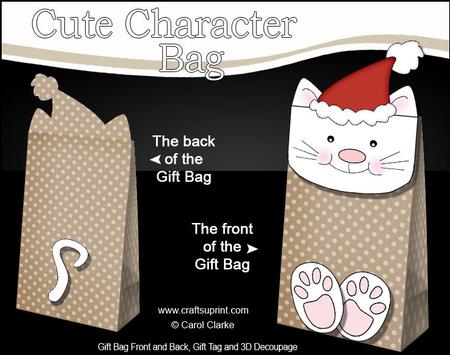 3D Little Cat Cute Xmas Character Gift Bag Mini Kit