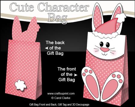 3D Little Bunny Cute Xmas Character Gift Bag Mini Kit