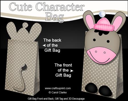 3D Coco Donkey Cute Xmas Character Gift Bag Mini Kit