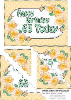 5x7 65th Birthday Roses Scallop Corner
