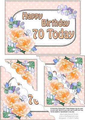 5x7 70th Birthday Bouquet Scallop Corner
