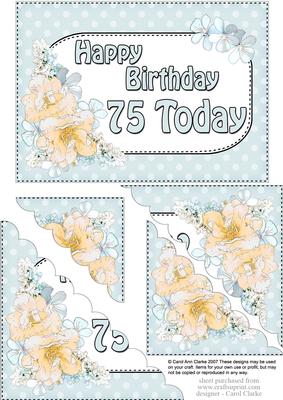 5x7 75th Birthday Bouquet Scallop Corner