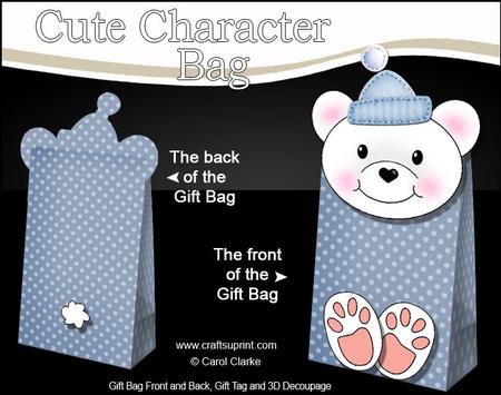 3D Little Teddy Cute Xmas Character Gift Bag Mini Kit